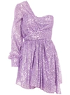 Amen One-shoulder Sequin Cocktail Dress In Lilac