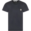 STONE ISLAND JUNIOR BLUE BOY T-SHIRT WITH ICONIC COMPASS,11233683