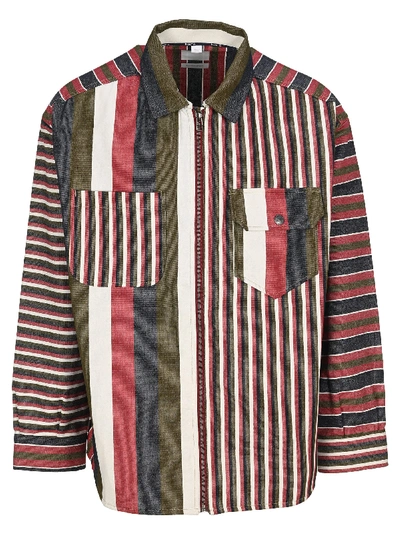 Napa By Martine Rose Napa By Martin Rose Sriped Zip-up Shirt In Red Stripe