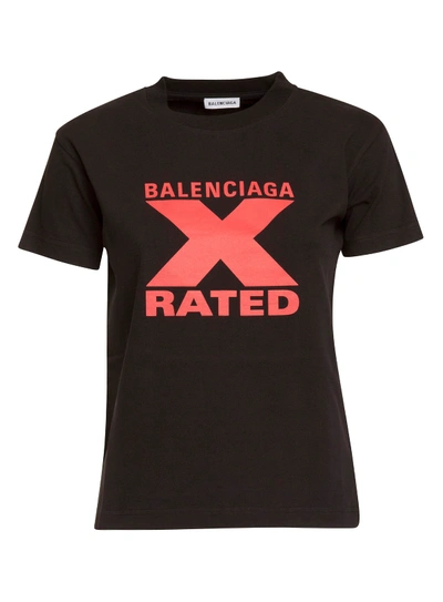 Balenciaga Logo T-shirt In Black Red