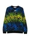 Msgm Leaves Print Multicolor Sweatshirt In Gialla