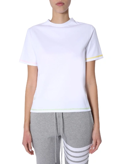 Thom Browne Stripe Rib Knit T-shirt In White