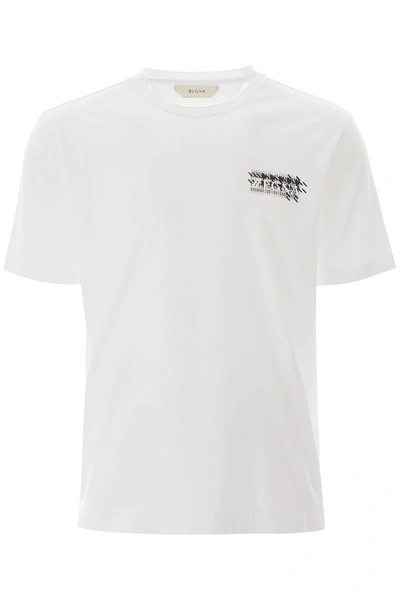 Z Zegna Logo Print Crew Neck T-shirt In White