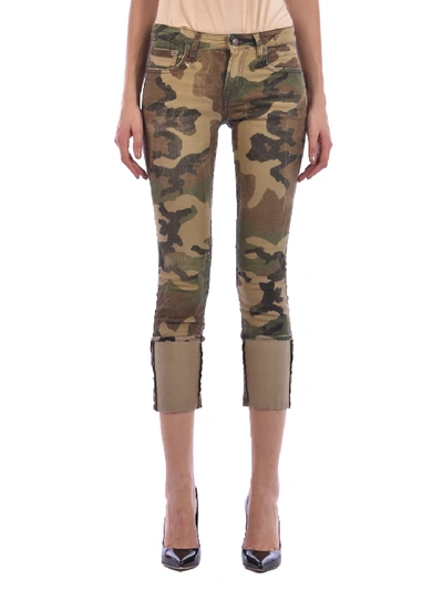 R13 Kate Cropped Printed Mid-rise Skinny Jeans In Green