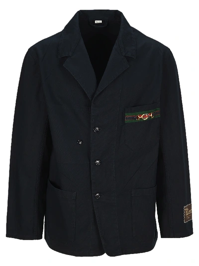 Gucci Cotton Jacket With Cardboard Labels In Blue