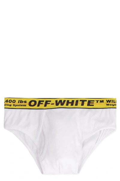 Off-white Logoed Elastic Band Cotton Briefs In 0160