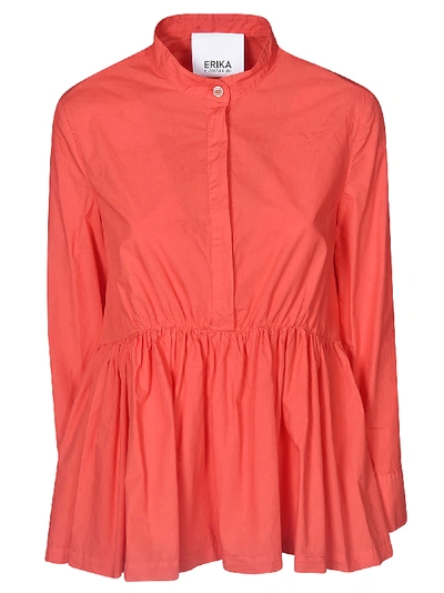 Erika Cavallini Band-collar A-line Blouse In Orange