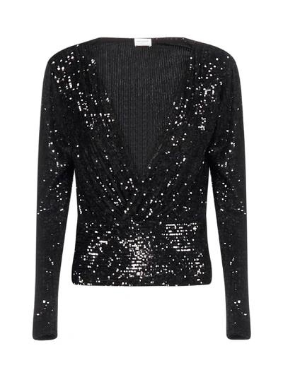 Saint Laurent Bluse Pailettes Shirt In Nero
