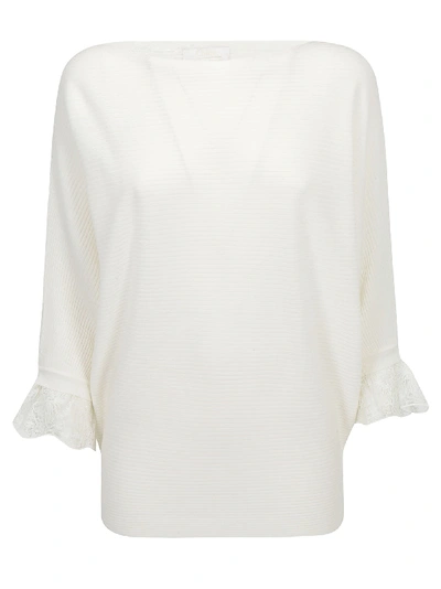 Chloé Ruffled Sleeve Sweater In Bianco