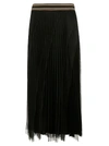 BRUNELLO CUCINELLI DOUBLE-LAYERED PLEATED LONG SKIRT,11358418