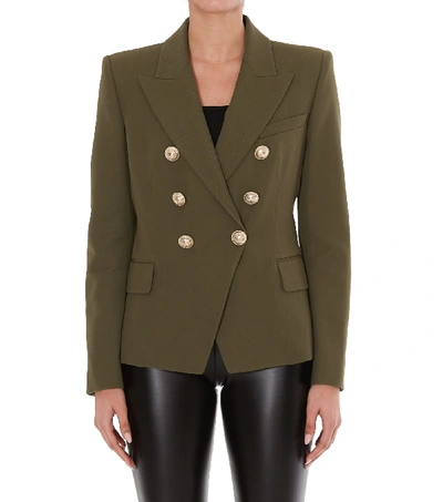 Balmain Buttons Blazer Khaki In Verde