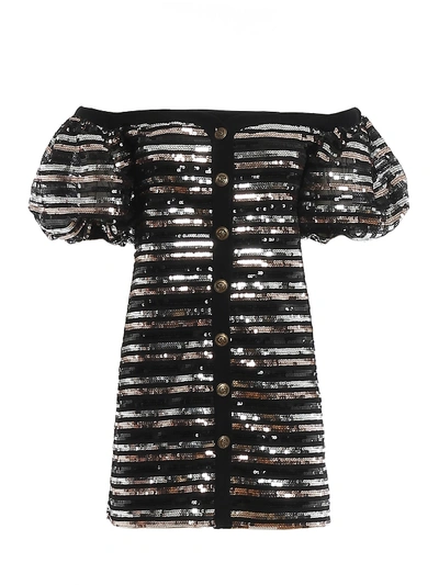 Philosophy Di Lorenzo Serafini Off-the-shoulder Sequined Mini Dress In Black