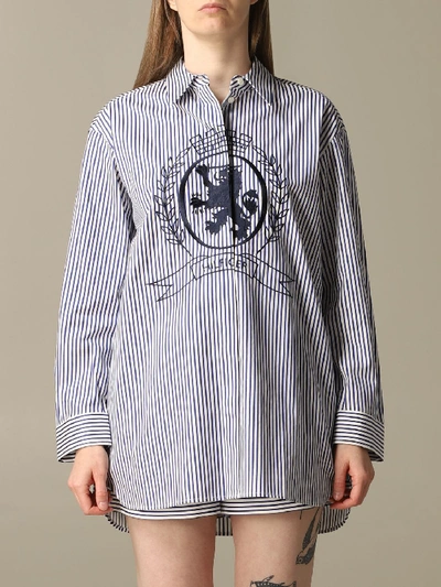 Hilfiger Denim Hilfiger Collection Shirt Hilfiger Collection Micro-striped Shirt With Crest In Sky Blue