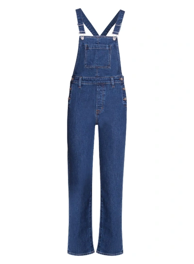 J Brand Jules Cotton Denim Dungarees In Dark Blue