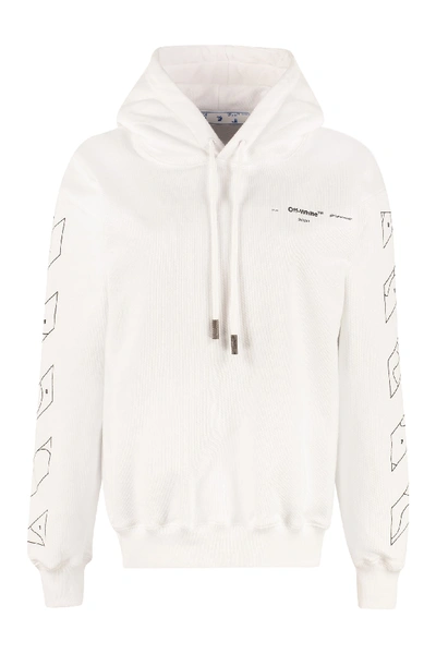 Off-white Cotton Hoodie In White