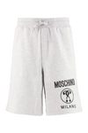 Moschino Logo-print Organic-cotton Track Shorts In Grey