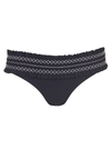 Tory Burch Costa Hipster Smocked Bikini Bottom In Black/new Ivory