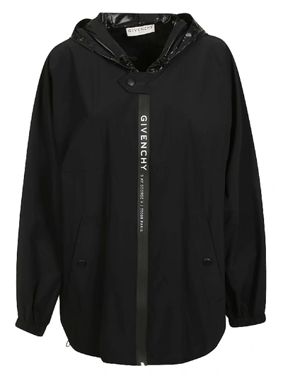 Givenchy Logo Front Oversized Hoodie In Black
