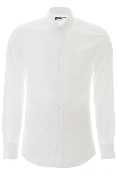 Dolce & Gabbana Dg Striped Jacquard Cotton Poplin Shirt In White