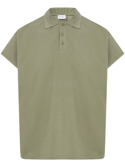 Saint Laurent Boxy Fit Polo Shirt In Green