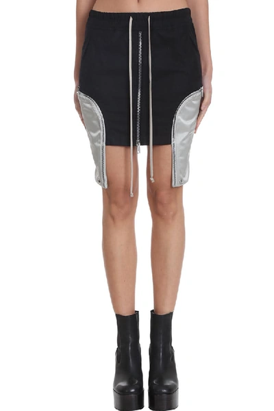 Rick Owens Ies Mini Shirt Skirt In Black Polyester In Black/pearl