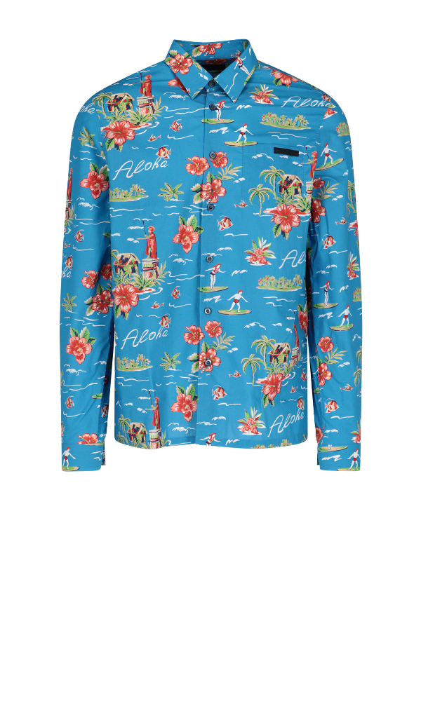 Prada Hawaiian Print Shirt In Blue | ModeSens