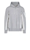 Sacai Cotton Blend Oversized Hoodie In Grey