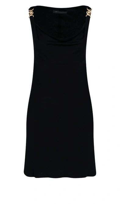 Versace Draped Mini Dress In Black