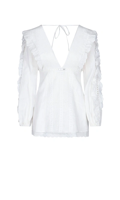 Wandering Frill Trimmed Mini Dress In White