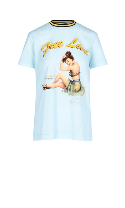 Dolce & Gabbana Short Sleeve T-shirt In Light Blue