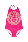 Young Versace One Piece Swimsuit With Application In Fucsia