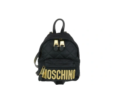 Moschino Logo迷你绗缝背包 In Black