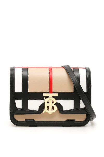 Burberry Small Tb Shoulder Bag In Black/beige