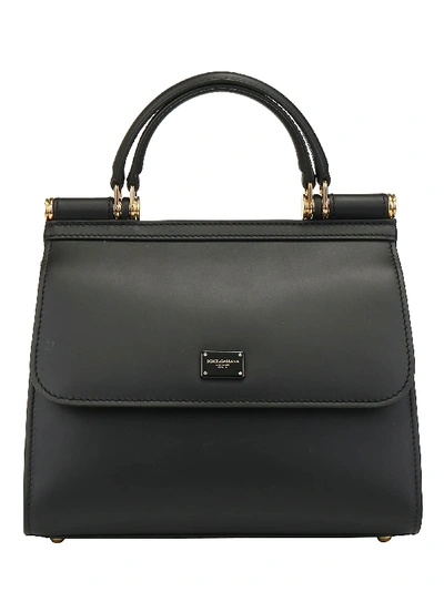 Dolce & Gabbana Sicily 58 Small Leather Bag In Nero