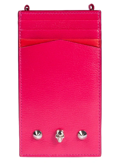 Alexander Mcqueen Portable Iphone Case With Chain In Fucsia