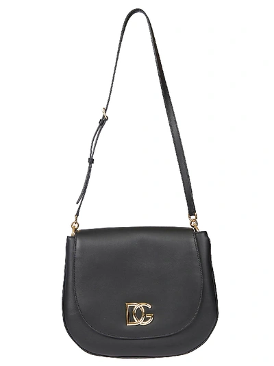 Dolce & Gabbana Logo Flap Shoulder Bag In Black