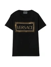 YOUNG VERSACE BLACK T-SHIRT WITH LOGO,11270783