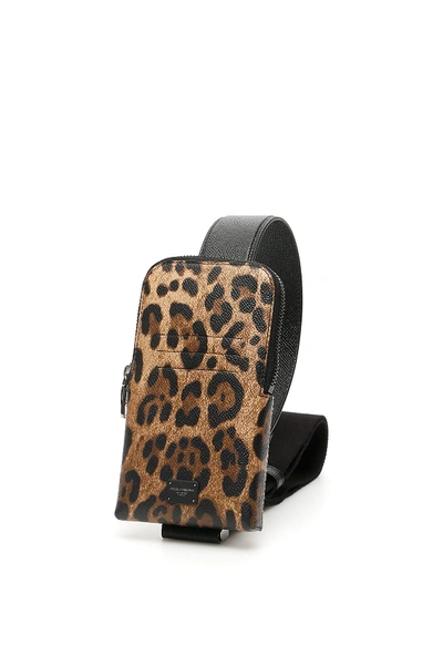 Dolce & Gabbana Crossbody Phone Bag In Brown,black