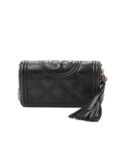 Tory Burch Women's Fleming Leather Wallet-on-chain In Black