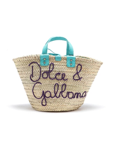 Dolce & Gabbana Kendra Straw Coffa In Turchese/smeraldo