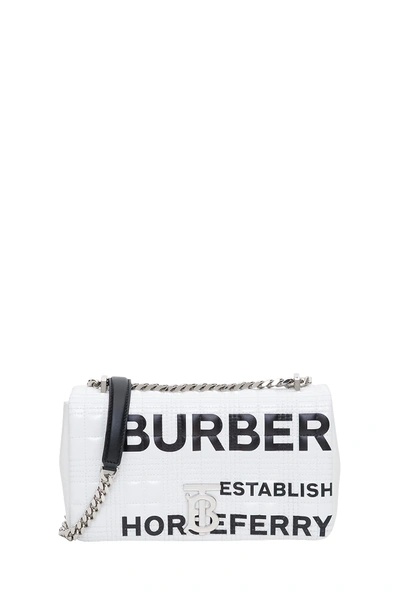 Burberry Lola Small Shoulder Bag With Horseferry Print In Bianco/nero
