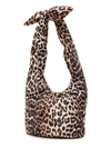Ganni Tie Strap Leopard Print Padded Bag In Brown,beige,black