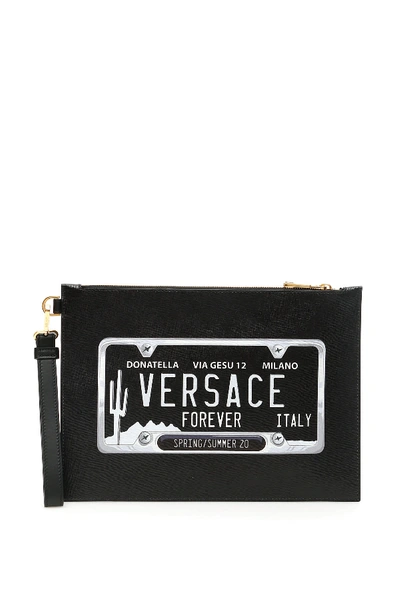 Versace Number Plate Pouch In Neroorocaldo