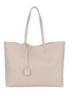 Saint Laurent Shopper Large Textured-leather Tote In Rosa
