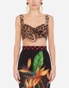 Dolce & Gabbana Leopard-print Bra Crop Top W/ Tie Front In Animal Print