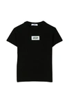 Msgm Logo Patch Cotton Jersey T-shirt In Nero