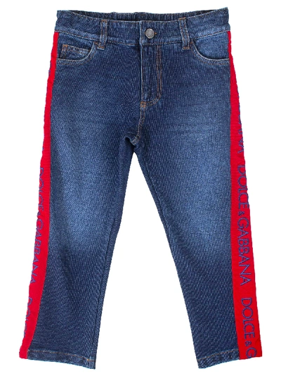 Dolce & Gabbana Kids' Baby Jeans With Side Bands In Multicolor