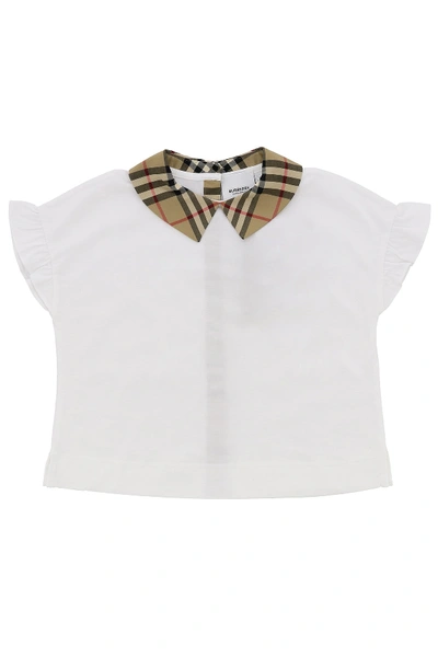 Burberry Kids' Mini Delia Polo With Vintage Check Details In White