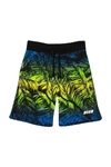 Msgm Leaf Print Track Shorts In Giallo