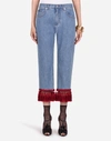 DOLCE & GABBANA BOYFRIEND-FIT JEANS IN STRETCH DENIM WITH FRINGING